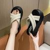 Fashion 8CM High Platform Slippers For Women Open Toe Leather Wedges Chunky Sandals New 2025 Summer Thick Bottom Female Beach Flip Flops
