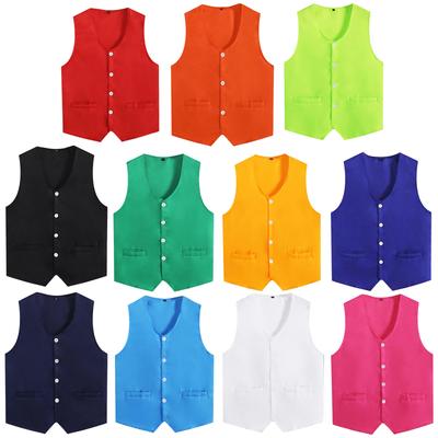 Pánská Dámská Vesta Dobrovolník s Nepravidelným Lemem Unisex Dospělý Číšník Barman Pracovní Uniforma Jednobarevná s Výstřihem do V Bez Rukávů Vesta