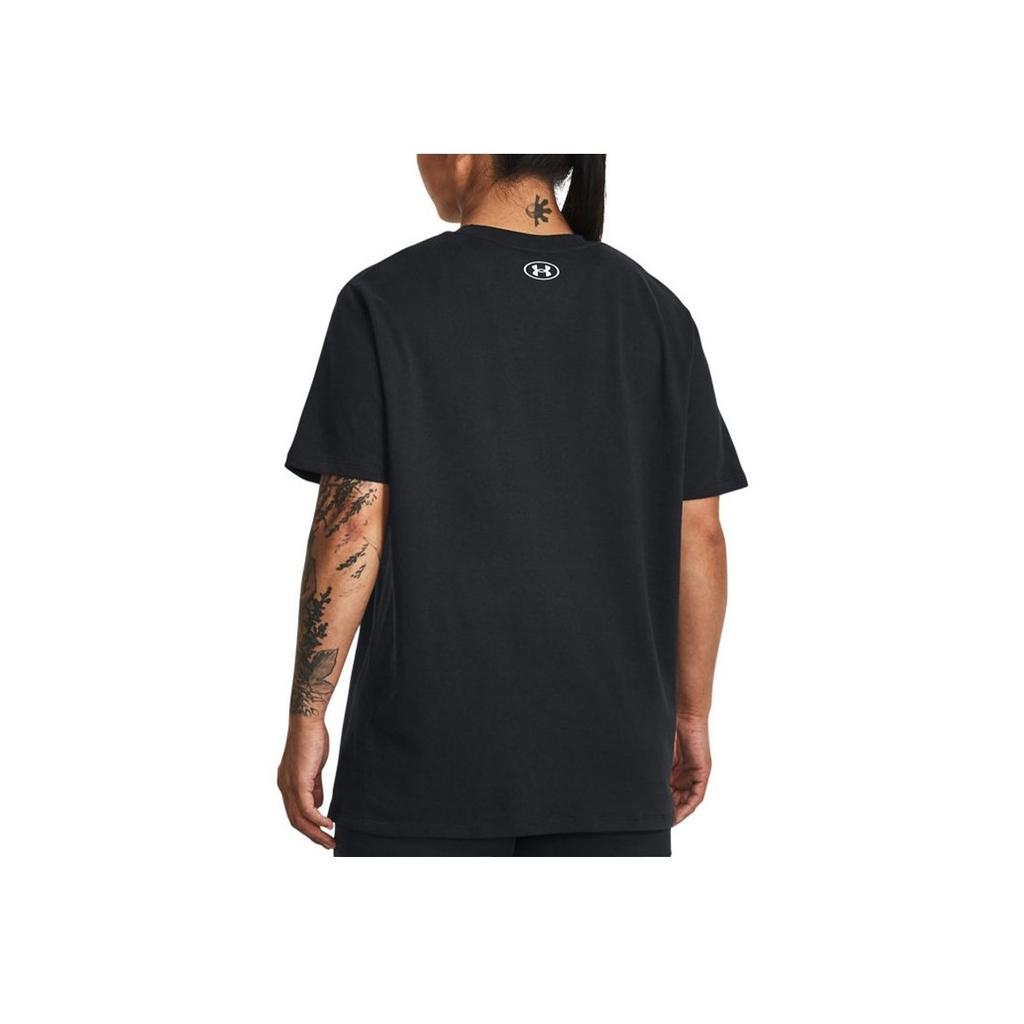 Under Armour Project Campus Project Rock Letter Print Training T-Shirt Women Tops Black 1382175-001