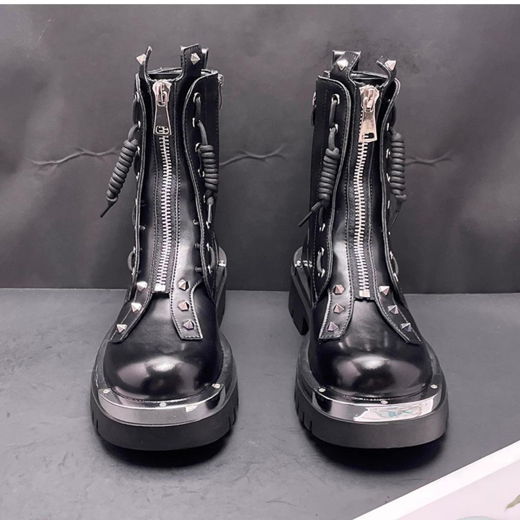 Fashion High quality Leather men platform shoes flats loafers fashion punk Sneakers Casual shoes high tops  Zapatos Hombre  A7