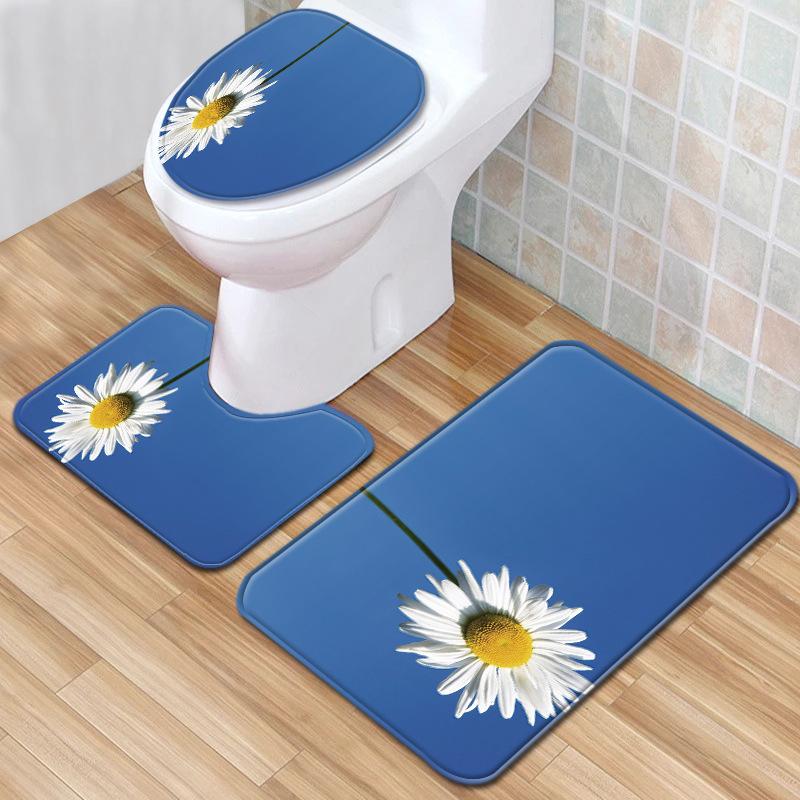 Small Fresh Bathroom Toilet Three-Piece Floor Mat Kitchen Non-Slip Door Mat Bedroom Carpet