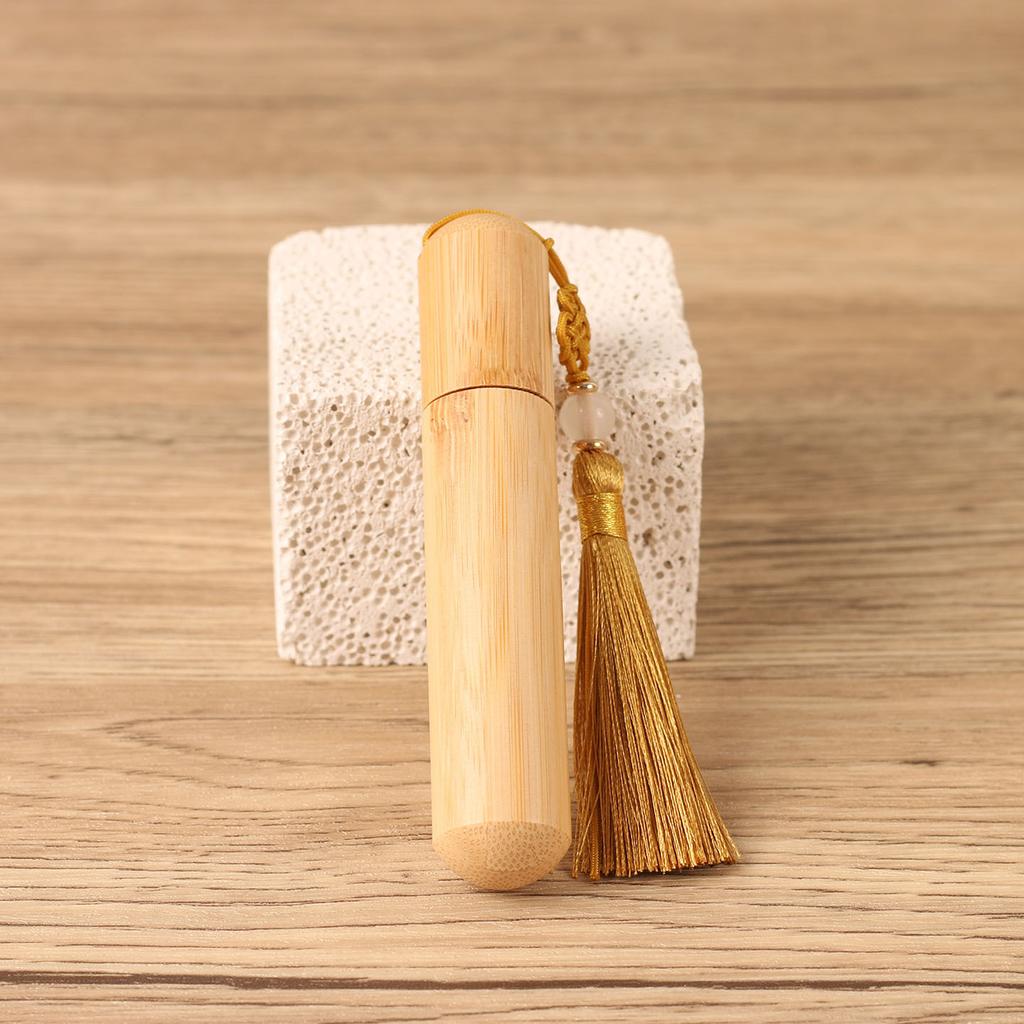 10ml Bamboo Roll On Bottles With Tassel Glass Insert Refillable For Essential Oil Perfume Engravable Travel Portable Empty Vials