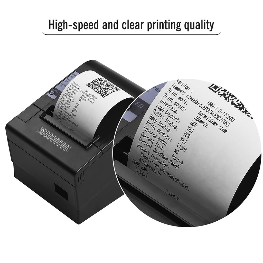 HOIN 80mm Thermal Receipt Printer with Auto Cutter USB Ethernet Interface Ticket Bill printing Compatible with ESC POS