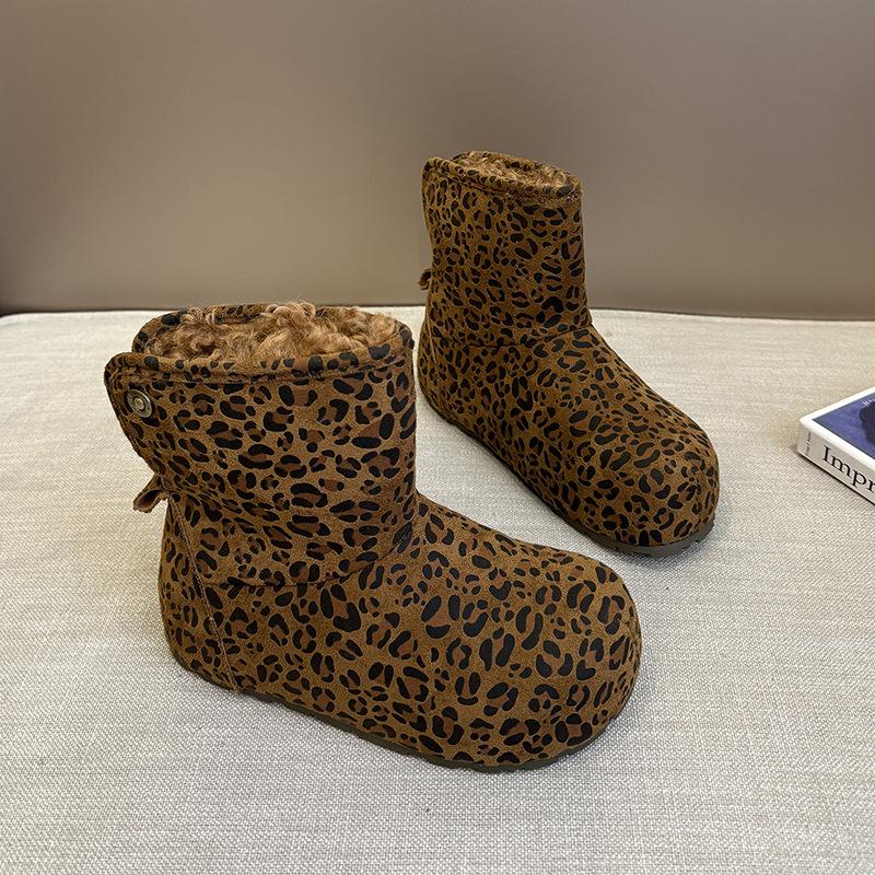 

Women s thick-soled folding two wear winter lightweight warm anti cold padded snow boots non-slip wear casual sneakers cotton boots 40 леопардовий