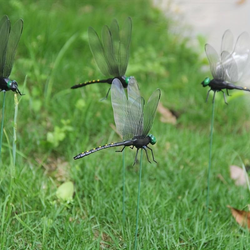Garden Statue Sculpture Dragonfly Insert Plate4-12pcsOutdoor Garden Lawn Decoration with Stake Halloween Thanksgiving Decoration