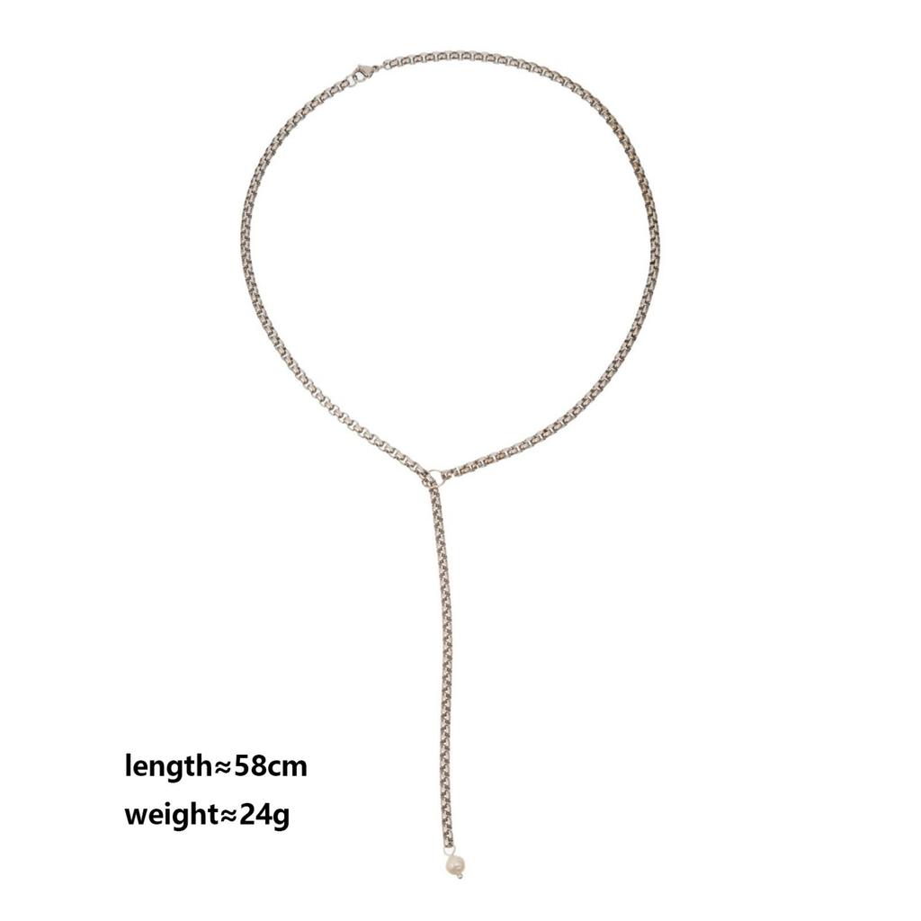 Stainless Steel Jewelry CE Certified Freshwater Pearl Bone Chain Y-shaped Multi-color Splicing Couple Necklace