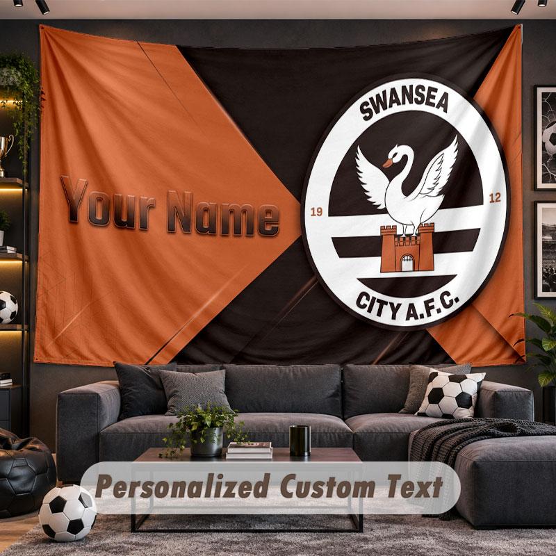 Wall Hanging Tapestry Custom NameSwansea City FC Pattern Personalized Printed Fabric Wall Decor