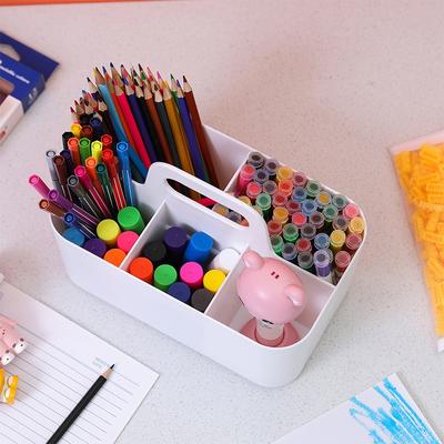 Desktop Stifthalter Aufbewahrungsbox mit Fächern für tragbare Pinsel, Aquarellstifte, Bleistifte, Schreibwaren, Schlafzimmer, Wohnheim