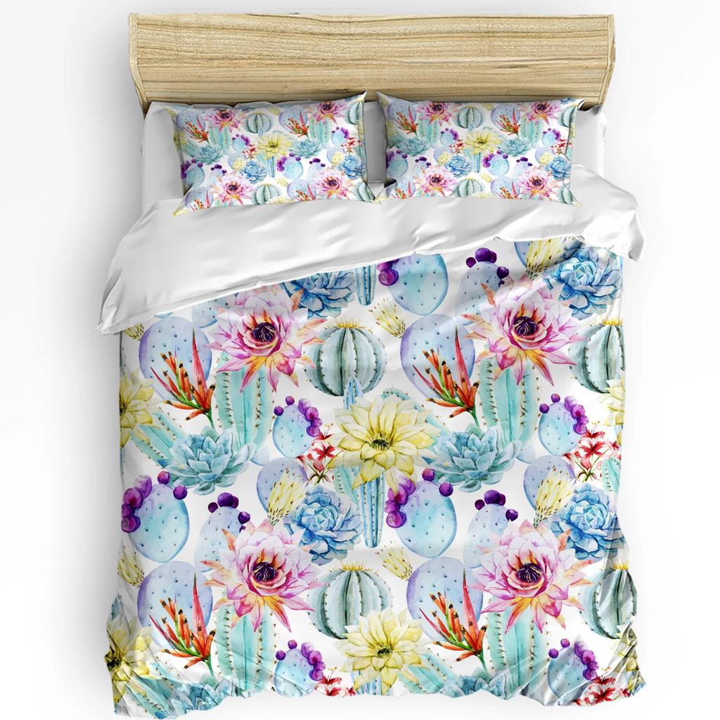 Flowerpot Cactus Flowers Green Leaves Plant Duvet Cover Bed Bedding Set Home Quilt Cover Pillowcases Bedding Set No Sheet