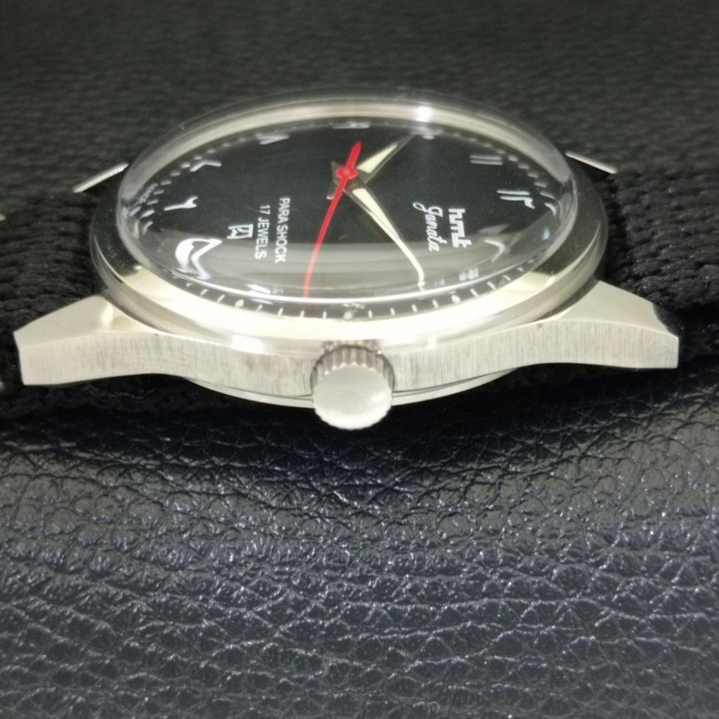 INDIANISCHE VINTAGE HMT JANATA HANDAUFZUG HERREN ARABISCHES SCHWARZES ZIFFERBLATT UHR a440983-4