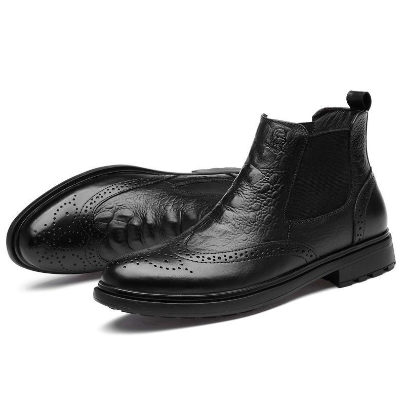 

Сапоги Мужские ботинки средней длины из натуральной воловьей кожи Мужская повседневная обувь Деловая обувь Мужские ботинки Черные туфли 36