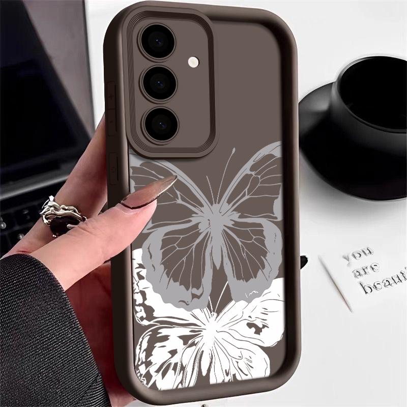 Cover con Stampa Farfalla Per Samsung S25 Ultra S24 FE S23 S22 A56 A36 A16 A15 A55 A35 Custodia per Telefono in TPU Morbido Opaco Antiurto