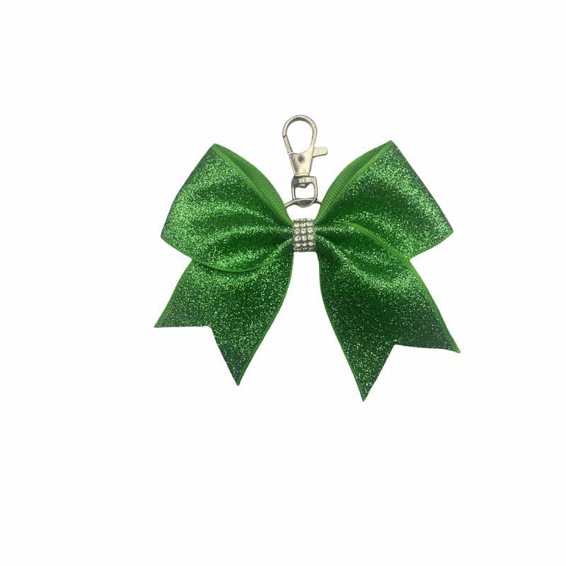 Shiny Leather Bow Keychain with Rhinestones - Fashionable Gift Charm