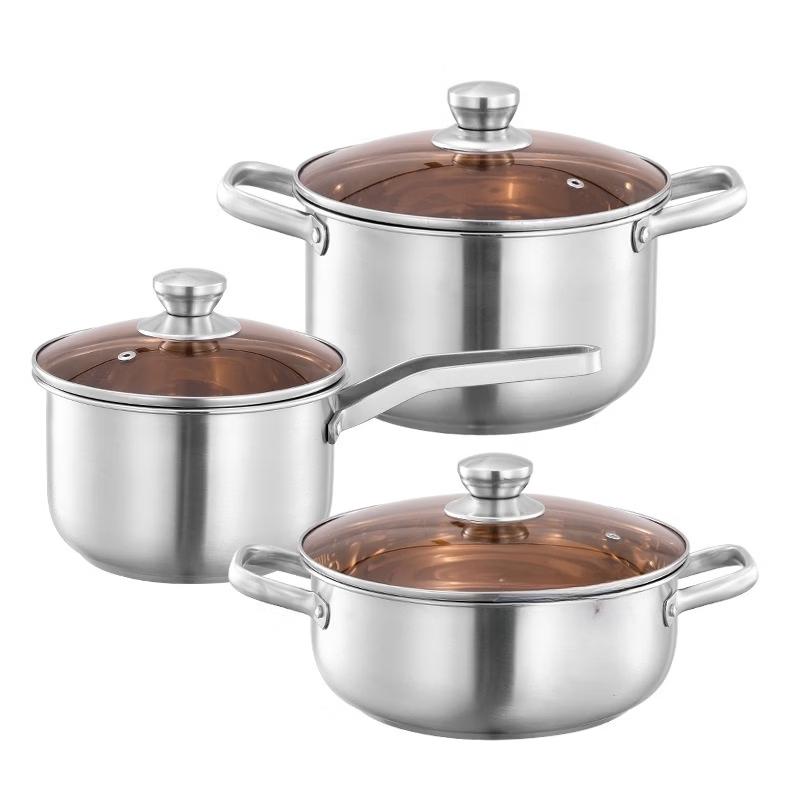3-Piece Stainless Steel Cookware Set with Milk Pot