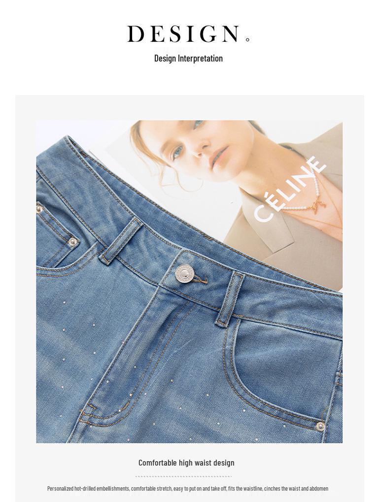Women's Tencel Wide-Leg High-Waisted Jeans, Slimming Drape with Embroidery, Plus Size, Casual Straight Leg Pants for Spring/Summer 2026