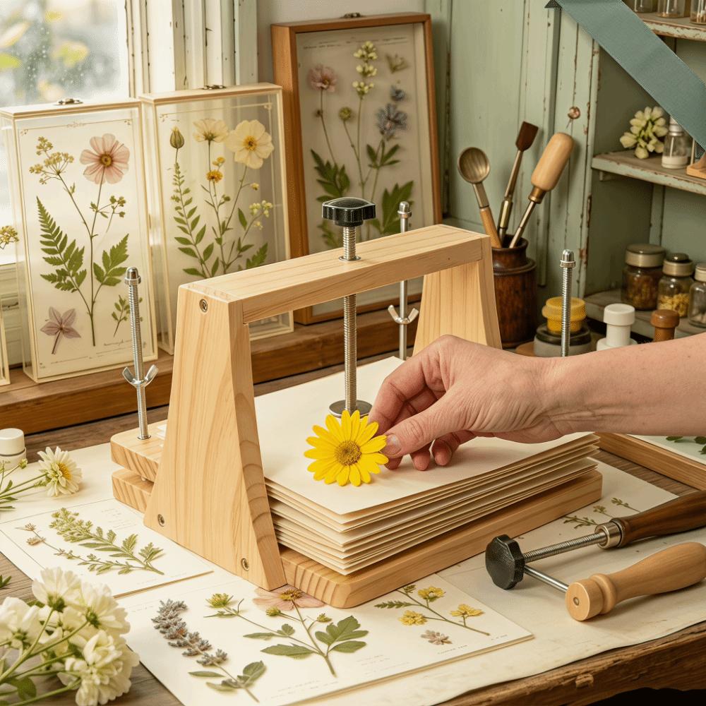 Abnehmbares Botanisches Trockenblumenbrett zur Herstellung von Trockenblumen-Pflanzenpräparaten