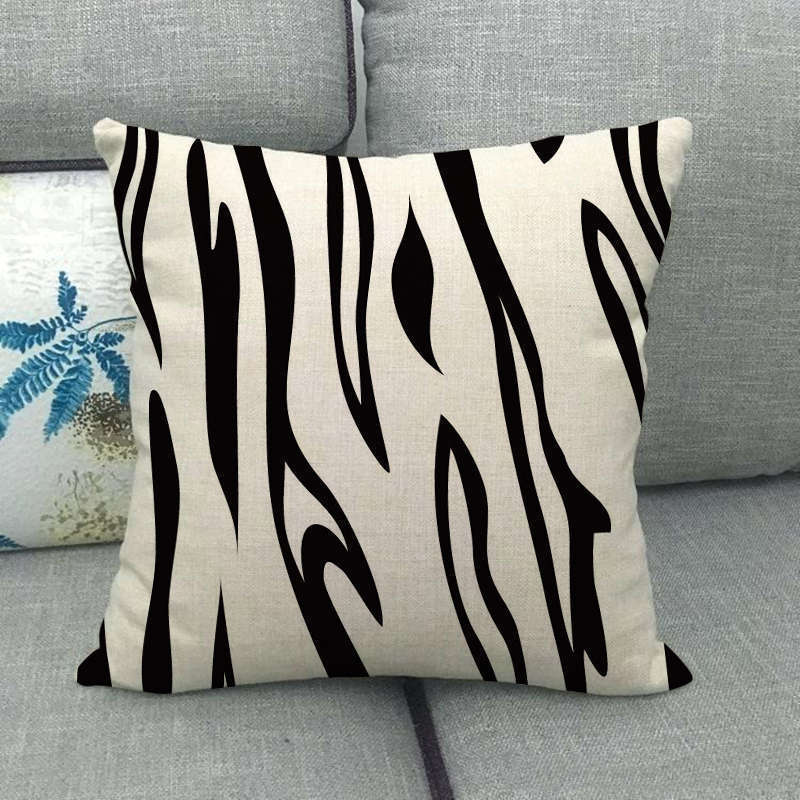 Black And White Leopard Print Spots Digital Printing Short Plush Pillow Covers For Car Sofa Office Cushion Cover Home Goods