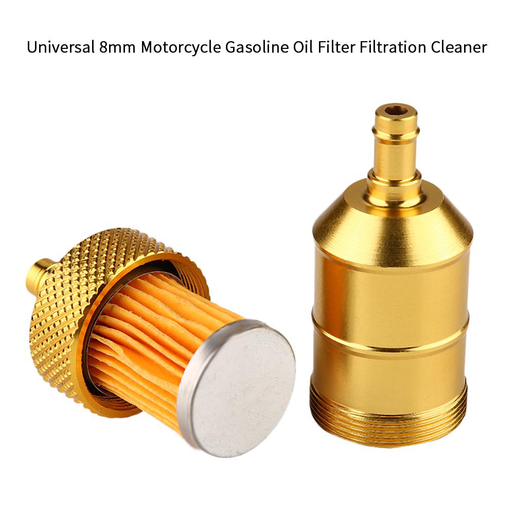 Universal 8mm Motorcycle Gasoline Oil Filter Filtration Cleaner (Golden)