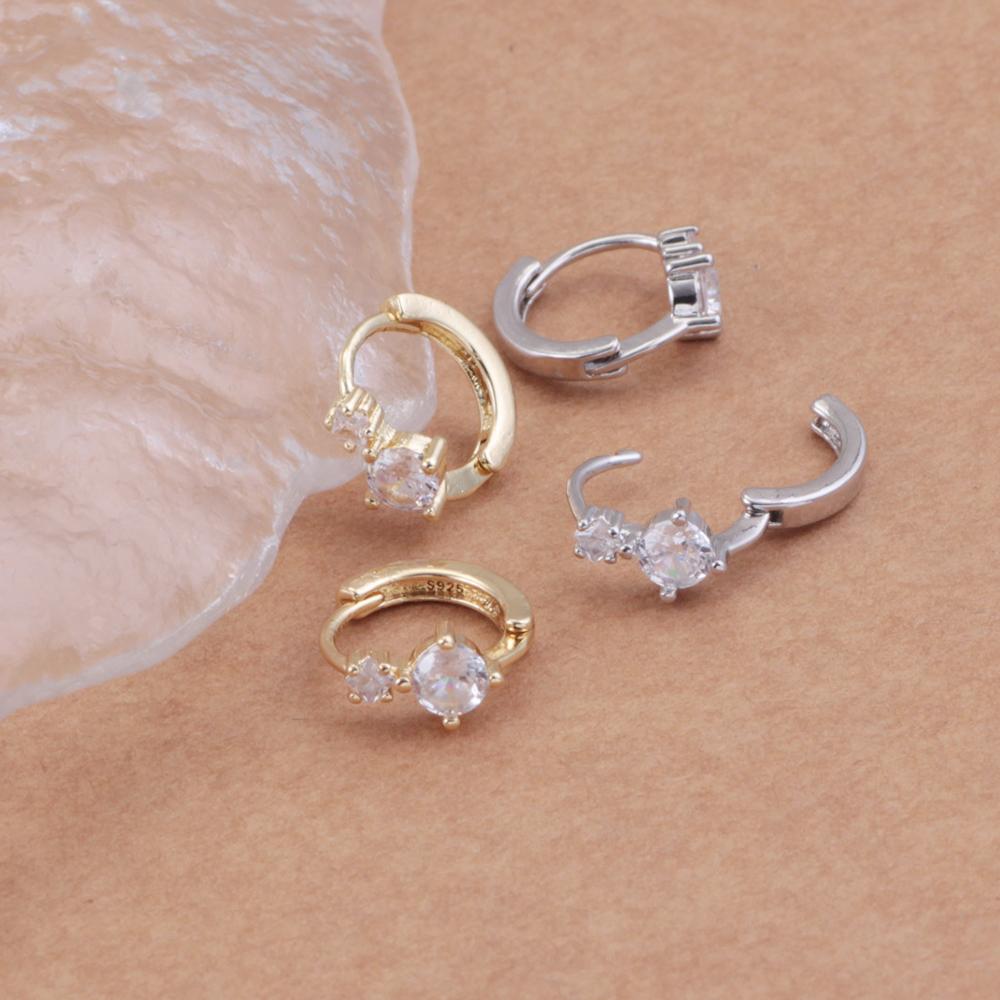 Серьги из стерлингового серебра 925 пробы, простые, сверкающие цирконы, модные, темпераментные, подходят для женщин, циркон