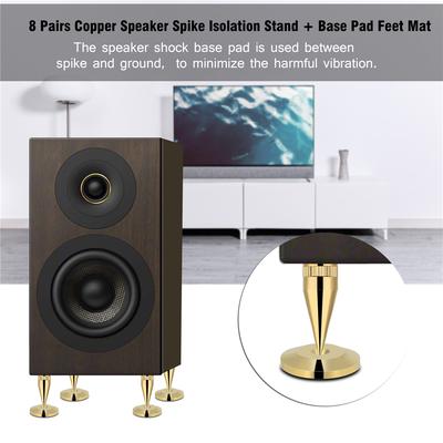 8 Pairs 6 X 36MM Copper Speaker Spike Isolation Stand + Base Pad Feet Mat
