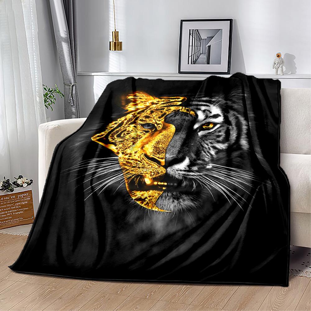 Tiger And Roses Blanket Suitable for Offices, Travel, Living Rooms Also a Good Gift for Friends and Family Suitable for All Seasons.
