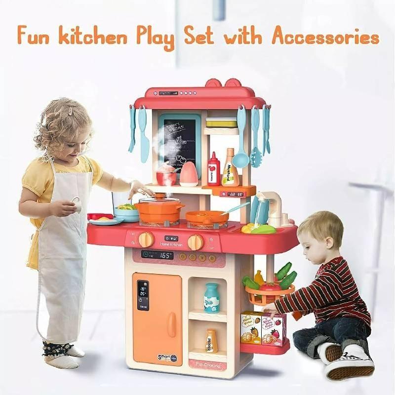 Large Educational Kids Kitchen Toy Set With Realistic Cooking Features And Spray Function