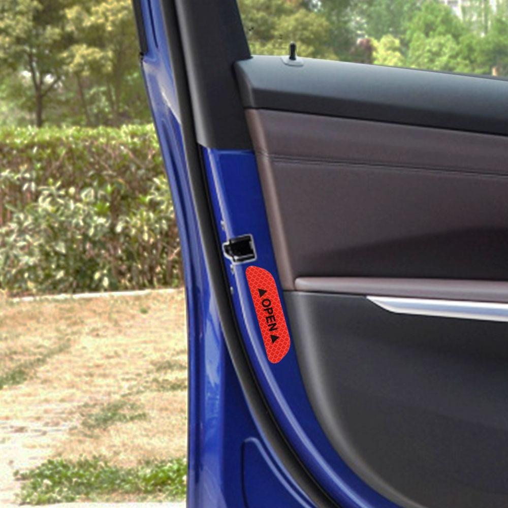 Car Open Door Sticker Door Stickers Open Sign Safety Sticker Reflective Night Warning Tape 4Pcs Decal Accessories