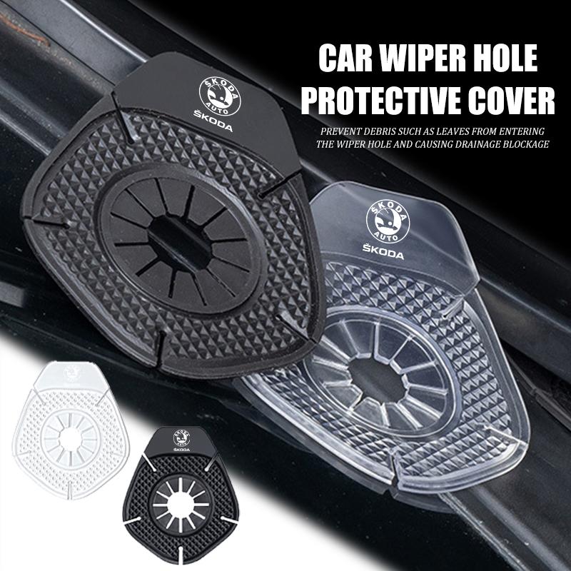 For Skoda Car Windshield Wiper Bottom Hole Protective Cover Auto Accessorie Kodiaq Fabia Kamiq Karoq Octavia 2 3 Rapid Scala pae455