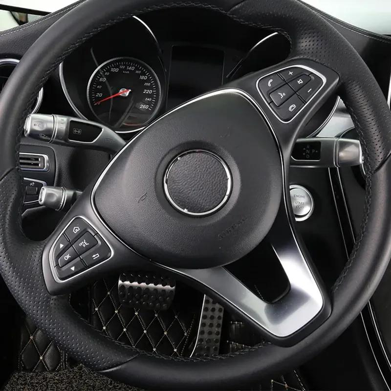 3pcs Car Styling Chrome Wiper Shift Lever Cruise Covers Frame Stickers Kit Trim For Mercedes Benzs CLA C E S Class W205 W213