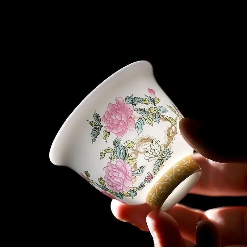 Kung Fu Tea Cup Twelve Flower Gods Set Enamel Pastel Ceramics 12 Pieces Gift Box Host's Ceramics & Pottery Chinese Teaware Bar
