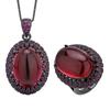 Autumn And Winter Jewelry European Simulation Pigeon Blood Red Corundum Black Gold Personality Set Main Stone 13 * 18