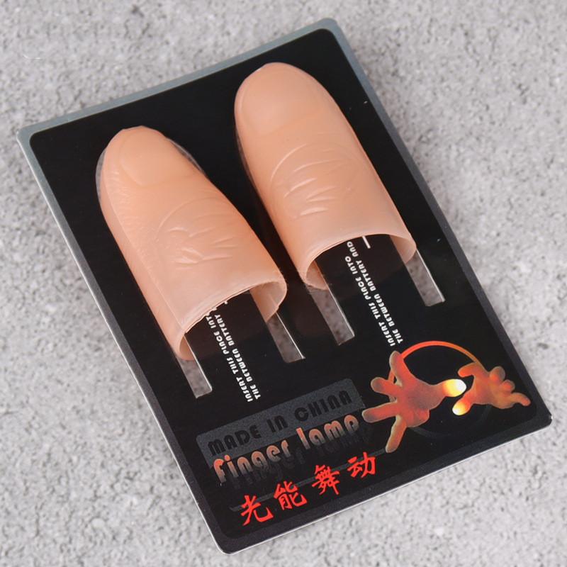 2PCS Magic Trick Fingers Thumbs with LED Battery Powered Magic Props Halloween Magic Trick Fingers Thumbs Party Toys for Children