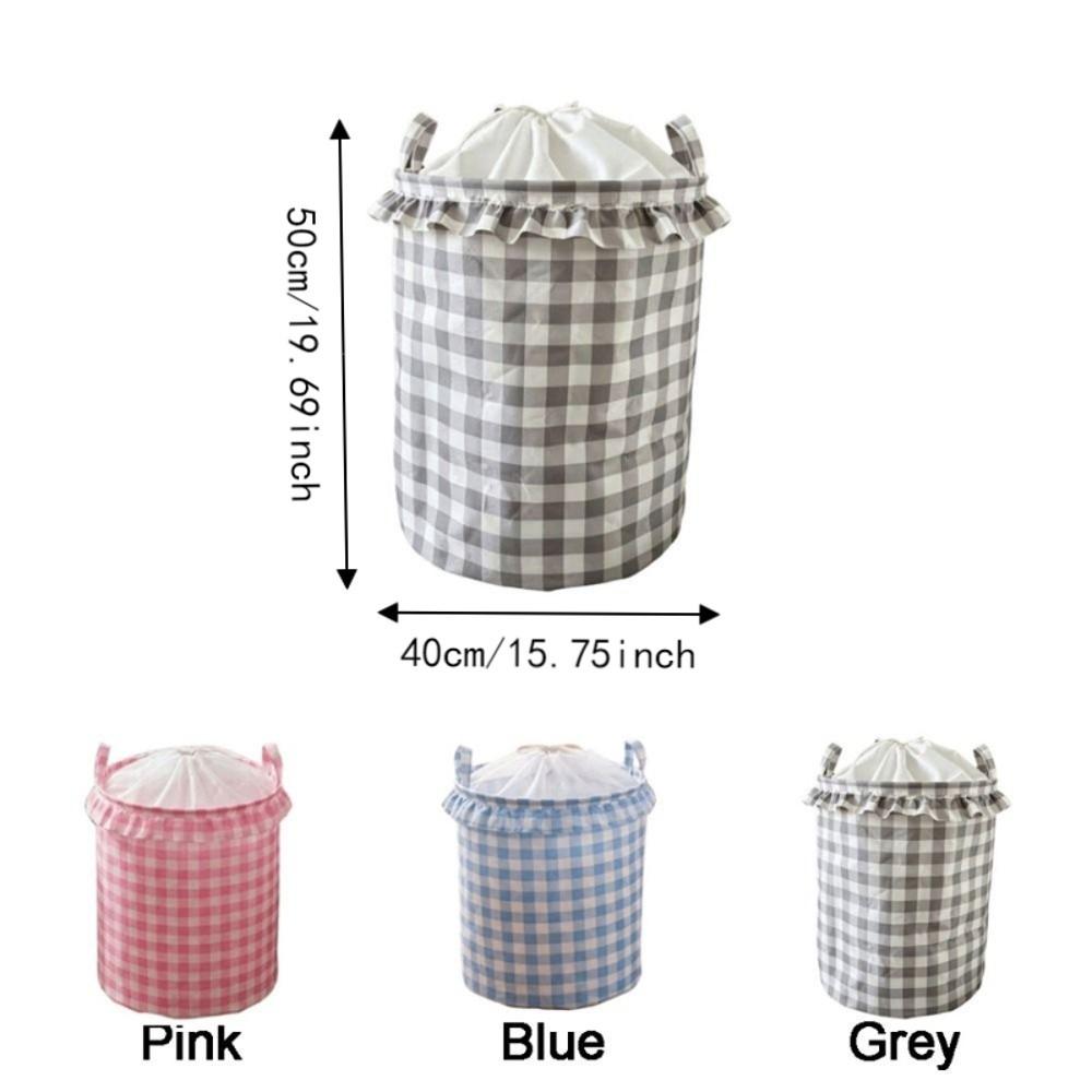 Large Capacity Ruffled Edge Laundry Basket Folding Space Saving Drawstring Storage Basket Dust-proof with Handle Toys Organizers