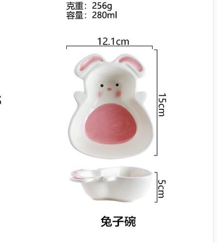 Creative Tableware Cartoon Rabbit Bowls Cute Instant Noodles Bowls Ceramic Bowls Household Dishes Dishes Dinner Bowls Tableware