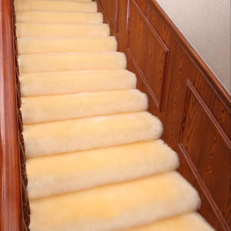 Non-slip Spiral Stair Carpet Mat - Self-adhesive Long Pile for Wood or Tile