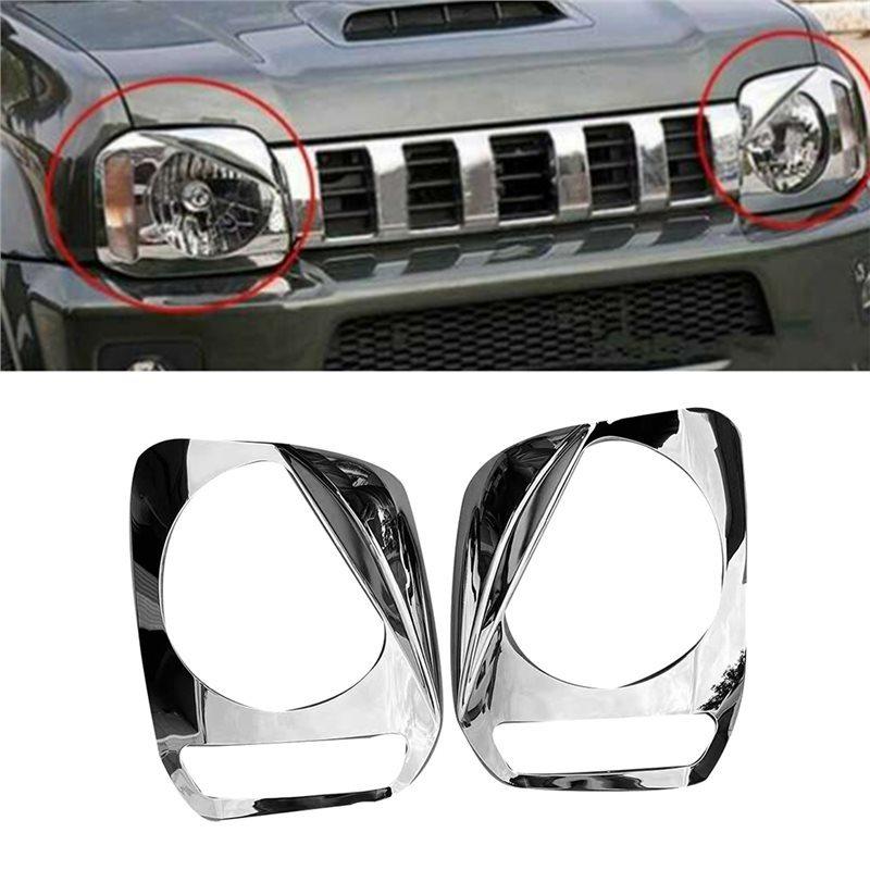 For Jimny 1998-2017 Car Headlight Frame Cover Sticker Hoods Lamp Replacement Parts JB23 JB33 JB43