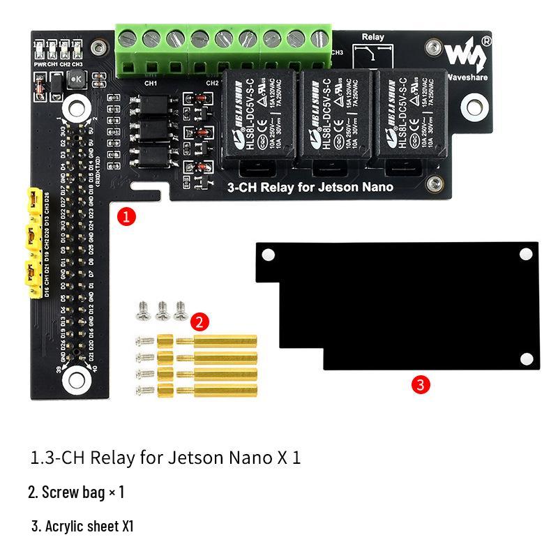 NVIDIA Jetson Nano 3-Channel Relay Optocoupler Expansion Board (B01/2GB)