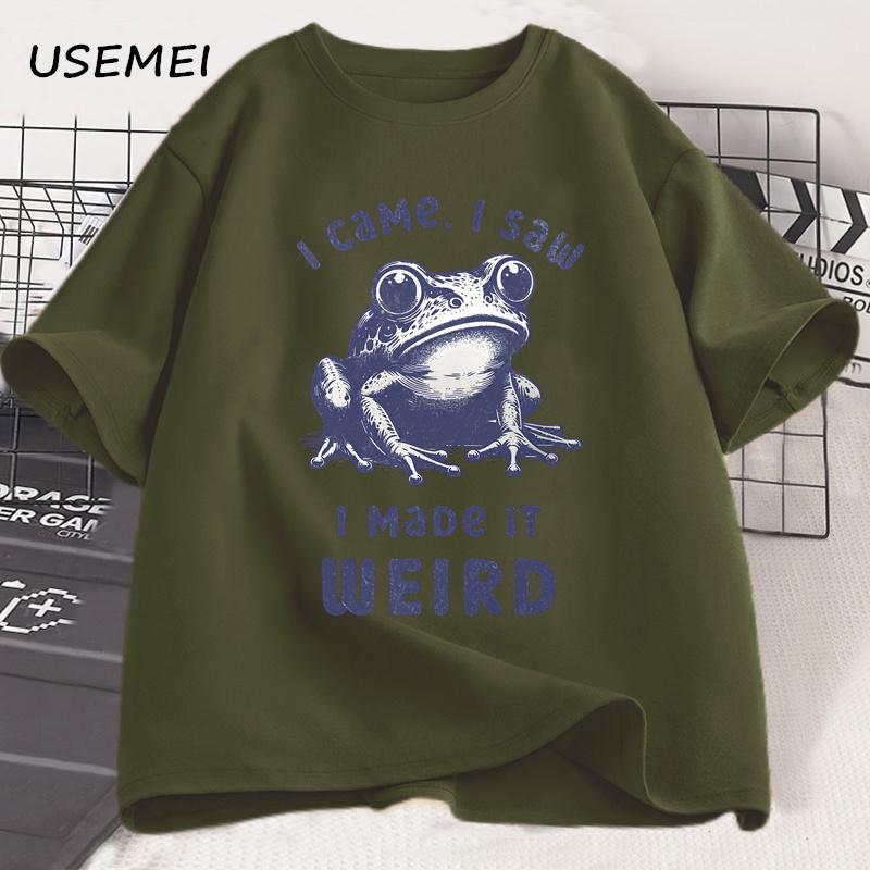 Zrobiłem to dziwne T-shirty Śmieszny dziwny humor T-shirt Żaba Koszulka Frogcore Dziwny nadrukowany T-shirt Odzież męska Streetwear Top