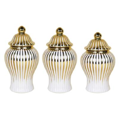 European Ceramic Gingers Jar Porcelain Vases with Lid Floral Arrangements for Entryway or Table Centerpieces Decoration