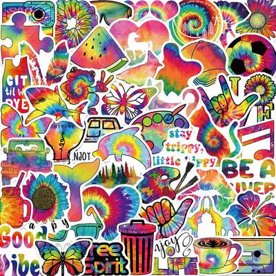 50 Cartoon Colorful Tie-dye Graffiti Stickers Personalized Decorative Guitar Notebook Suitcase DIY Waterproof Stickers