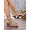 Women's Coarse Heel Sandals, High-heeled Hollow Shoes, Breathable and Comfortable Fishmouth Sandals