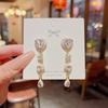 Girl pink earrings silver needle high sense Joker sweet earrings studded love earrings female.