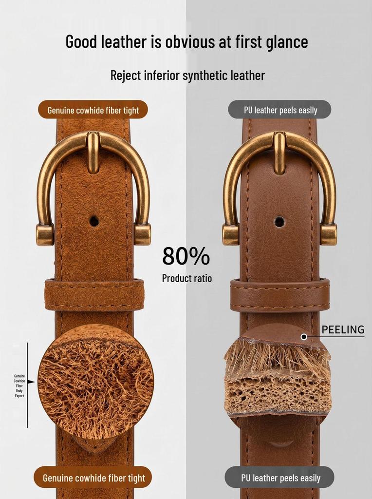 Women's Spring Style Genuine Leather Suede Belt - Versatile, Fashionable, Casual