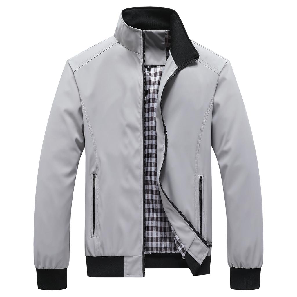 Spring Autumn Thin Casual Jacket Solid Fashion Slim Bomber Jackets Men Stand Collar Baseball Jackets Men's Coat