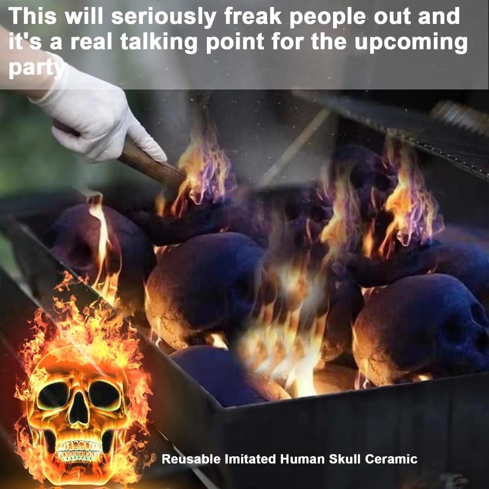 Pottery Simulation Skull Ornament Refractory Halloween Skull Props Fire Pit Skull Fireplace