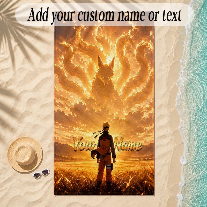 Beach TowelNaruto Custom Name Text Personalized Soft Towel for Beach Pool Indoor Home Decor Gift