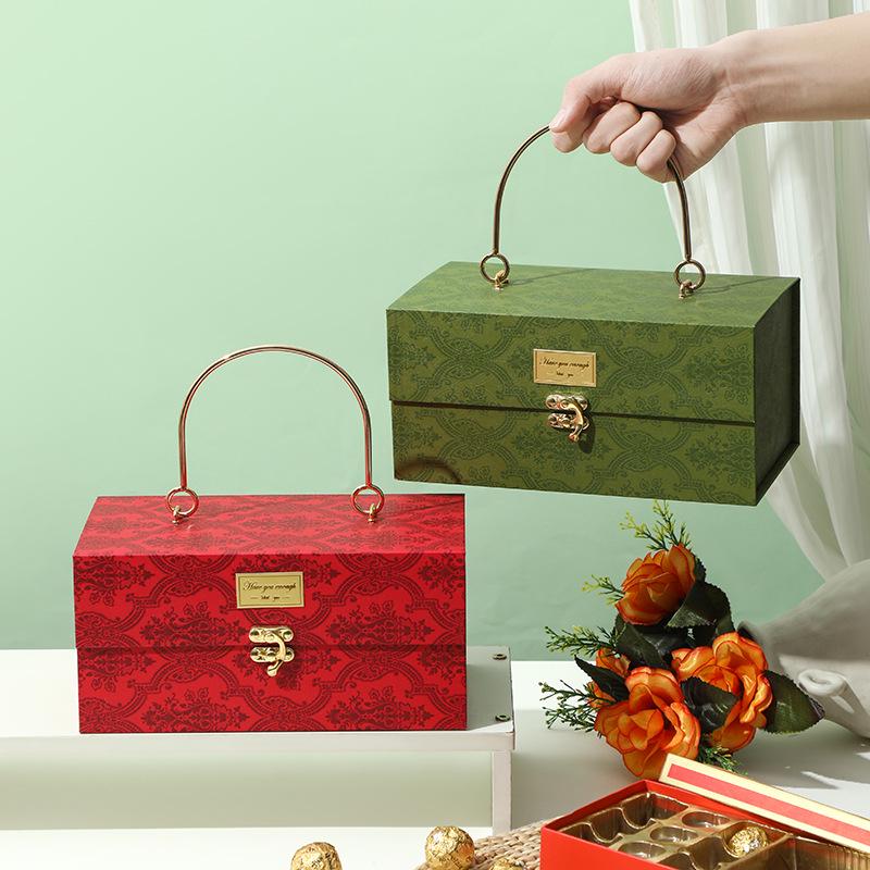 Forest Style Luxury Dragon Boat Festival Gift Box with Metal Handle