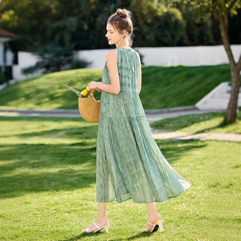 Women's Sleeveless Round Neck Resort Midi Dress