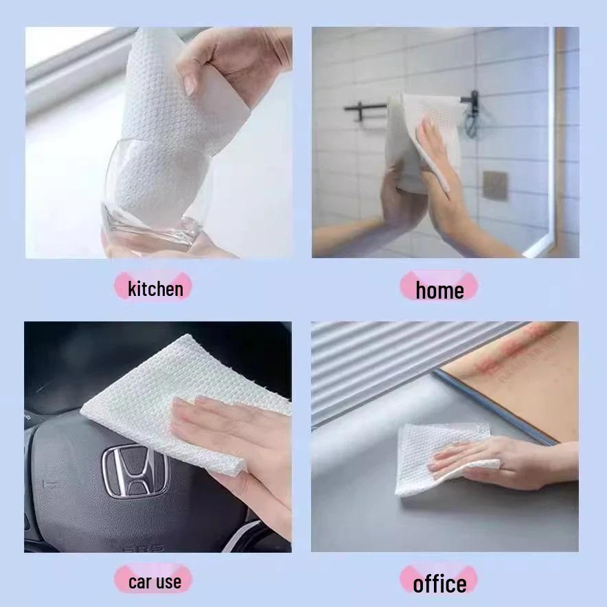 Thick Disposable Non-Stick Kitchen Scouring Pad: Washable Non-Woven Fabric for Wet & Dry Cleaning