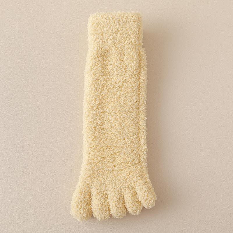 

Женские толстые носки с пятью пальцами, зимние теплые носки из кораллового флиса с пушистыми пальцами, полосатые мягкие уютные носки, женские тапочки